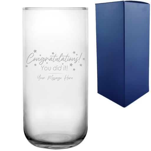 Personalised Engraved Vase with 'Congratulations You Did It' Design, Personalise with Any Name or Message Image 1