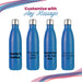 Printed Blue Thermal Bottle, Any Message, Stainless Steel 500ml/17oz Image 5