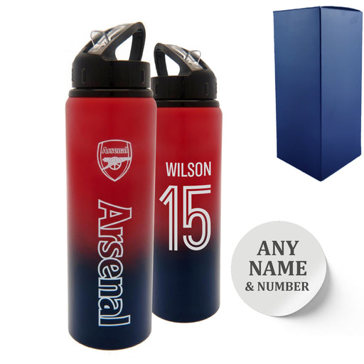 Official Printed Metal Arsenal Bottle, Personalise Any Number, Gift Boxed Image 1