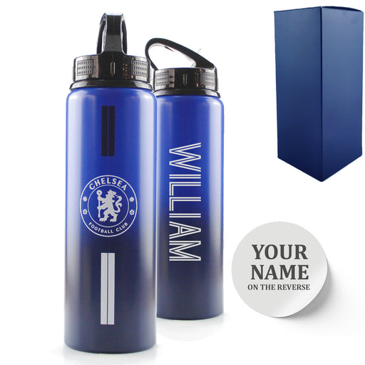 Official Printed Metal Chelsea Bottle, Personalise Any Name, Gift Boxed, Striped Design Image 1