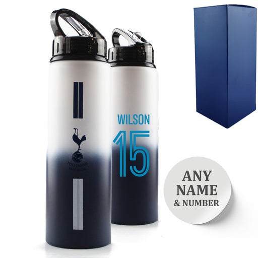 Official Printed Metal Tottenham Bottle, Personalise Any Number, Gift Boxed, Striped Design Image 1