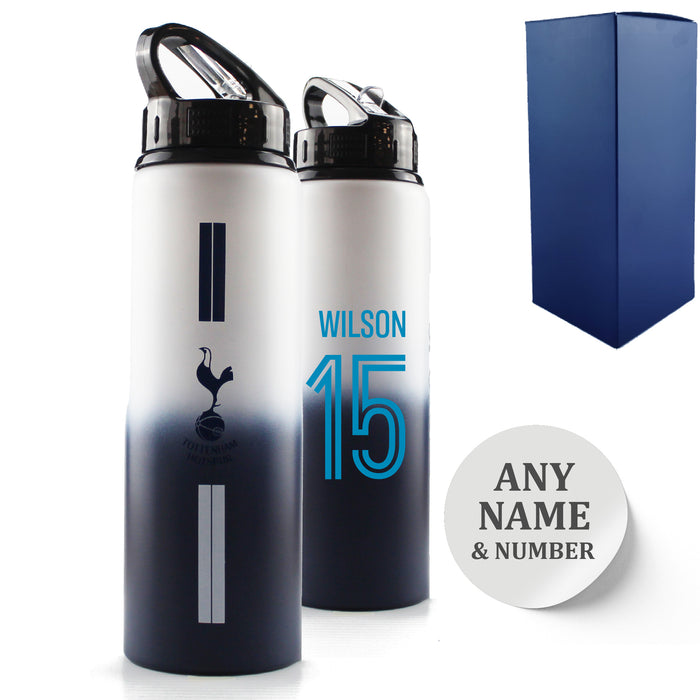 Official Printed Metal Tottenham Bottle, Personalise Any Number, Gift Boxed, Striped Design Image 1
